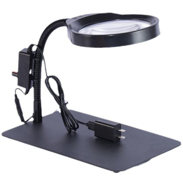 Desktop Magnifier Glass With Light USB Model 36 LED Lights Optical Glass  Lenses 8x For Maintenance And Reading - AliExpress